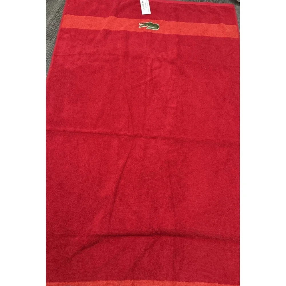 Lacoste Big Crocodile Logo Bath Towels Red 100%‎ Cotton 30